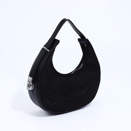 Сумка-багет на молнии, цвет чёрный/чёрные стразы - Simaland фото 2