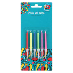 Набор свечей для торта 6 шт с цветным пламенем, арт. 437-235
