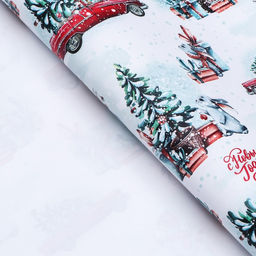 Цена за 10 шт. Бумага упаковочная новогодняя глянцевая «Новогодний лес», 70×100 см