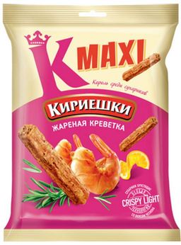 Цена за 5 шт.Кириешки Maxi, сухарики со вкусом жареных креветок, 60 г