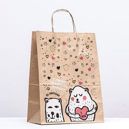 Цена за 25 шт. Пакет бумажный, крафт 80 г/м2 35 х26 х 15 см Друзья