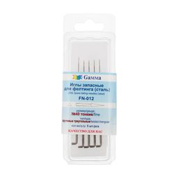 Gamma FN-012 Иглы для валяния (фелтинга) запасные в пластиковой упаковке с европодвесом 5 шт №40 тонкие, тип крученые треугольные