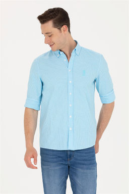 Мужская бирюзовая рубашка с длинным рукавом Неожиданная скидка в корзине - U.s. polo assn фото 3