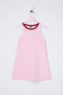 Pembe K?sa / Mini Duz Orme Elbise TKDSS26EL00006