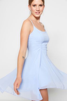 TRENDYOLMILLA Siyah A-Kesim Astarl? Dokuma Sifon K?sa Abiye Gece Elbise TPRSS23EL00033  фото 3