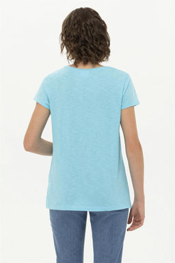 Женская бирюзовая футболка с круглым вырезом Неожиданная скидка в корзине - U.s. polo assn фото 5