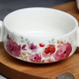 Тарелка глубокая керамическая «Цветы», 220 мл, 10.5×5 см