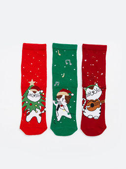 Y?lba?? Temal? K?z ?ocuk Soket ?orap 3l?