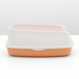 Туалет для кошек «Айша» S, 45×35×18.5 с, с высоким бортом и сеткой, пластик, оранжевый