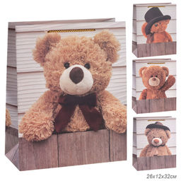 Цена за 12 шт. Пакет подарочный 26x32x12см Мишка / 5302L /уп 12/384/ - ГалеонТрейд фото 6