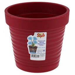 Горшок для цветов пластмассовый "Барселона" 3,75л, со вставкой, красный (Россия)