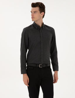 Antrasit Flanel Dokulu Slim Fit Uzun Kollu G_mlek - Pierre cardin фото 3