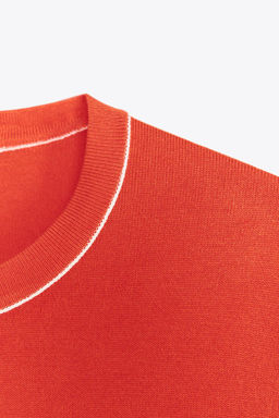 SHORT SLEEVE KNIT TOP WITH PIPING - Zara фото 21