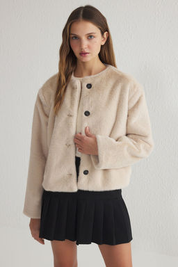 Trendyolmilla Ekru Regular Kurk Ceket Mont TWOSS25MO00033  фото 5