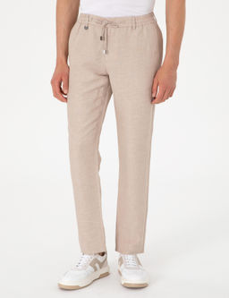 A__k Kahverengi Slim Fit Keten Kar___ml_ Pantolon - Pierre cardin фото 2