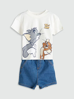 Tom & Jerry Bask?l? Erkek Bebek Ti??rt ve ?ort 2li