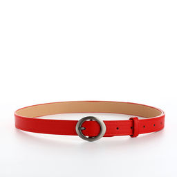 Ремень женский тонкий с винтом, 110×2 см, пряжка тёмный металл, красный