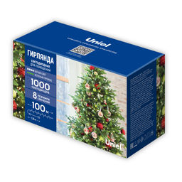 ULD-S10000-1000/DGA WHITE IP20 Гирлянда светодиодная, 100м. 1000 светодиодов. Белый свет. Провод зеленый. ТМ Uniel