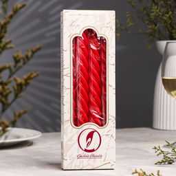 Набор свечей витых, 2,3х 24,5 см, 5 ч, 50 г, 4 штуки, красный