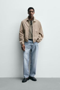 CAZADORA REGULAR FIT ALGOD?N LAVADO / Arena