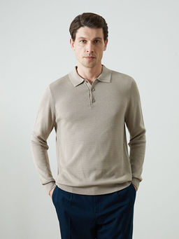 Polo Yaka Uzun Kollu Erkek Triko Kazak