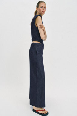 PANTAL?N ANCHO CON LINO / ?ndigo - Zara фото 3