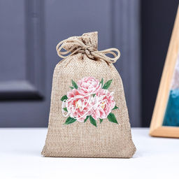 Цена за 5 шт. Мешок подарочный с термонаклейкой Цветы 10 x 14 см