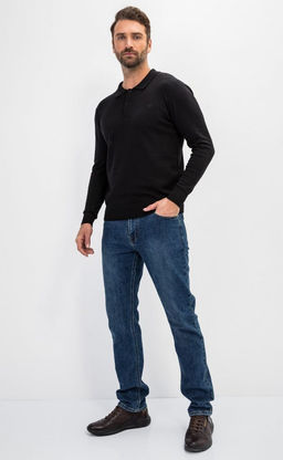 Джемпер мужской с отложным воротником и планкой на пуговицах F221-15-22021 чёрный - Fine joyce фото 11