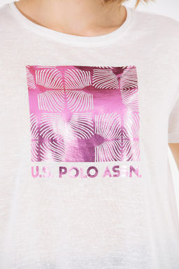 U. S. Polo Assn Женская футболка цвета экрю с круглым вырезом - U.s. polo assn фото 7