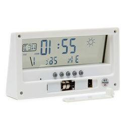 Часы - будильник электронные, настольные, термометр, календарь, гигрометр, 13.3×7.4 см, белые