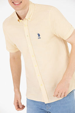U. S. Polo Assn / Мужская светло-желтая рубашка с коротким рукавом - U.s. polo assn фото 6