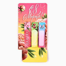 Цена за 3 шт. Подарочный набор С 8 Марта, мини ручка и стикеры-закладки 20 л - Artfox фото 2