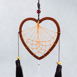Музыка ветра с ловцом снов Сердце с кисточками и слон, 4 трубки, d=10.5 см, длина 45 см