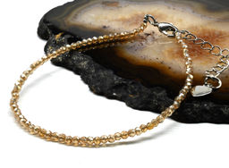 Браслет из циркона шарик граненый 2мм цвет шампань, 19см