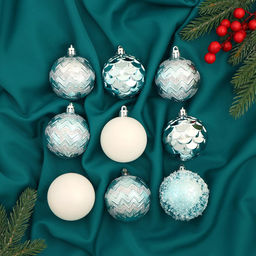 Ёлочные игрушки Ренна, шары новогодние, d=6 см, набор 9 шт., белый зелёный