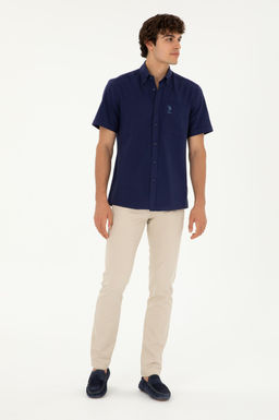 U. S. Polo Assn / Мужская темно-синяя рубашка с коротким рукавом - U.s. polo assn фото 4