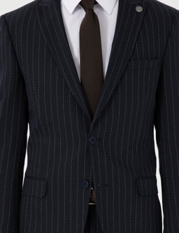 Lacivert Ex. Slim Fit _izgili Tak_m Elbise