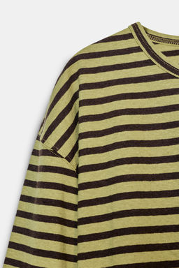STRIPED COTTON AND LINEN T-SHIRT - Zara фото 7