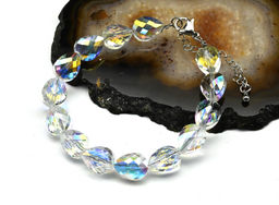Браслет из циркона капля 9*12мм, цв.хрусталь хамелеон, 18см