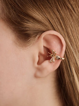 Серьга кафф «Пчела», цвет белый в золоте