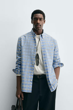 CHECK BUTTON-DOWN COLLAR SHIRT - Zara фото 2