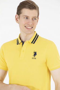 U. S. Polo Assn Мужская темно-желтая базовая футболка с воротником-поло - U.s. polo assn фото 8