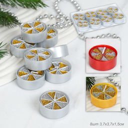 Свеча 8 штук набор Мозаика / A-8512 /уп 96/192/глиттер