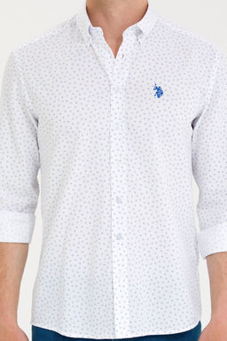 U. S. Polo Assn Мужская белая рубашка с принтом Saks - U.s. polo assn фото 6