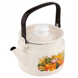 "Осенний карнавал" Чайник эмалированный 2л, металлическая крышка (Россия)