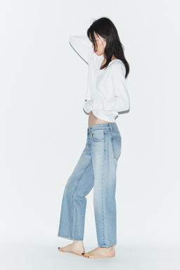 JEANS TRF WIDE LEG CROPPED TIRO BAJO / Azul claro - Zara фото 3