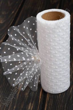 Фатин в горошек 15 см*10 ярд (SF-2941) молочный №16