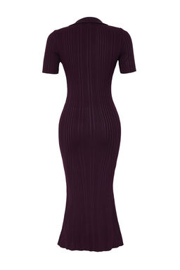 TRENDYOLMILLA Lacivert Maxi Triko Polo Yaka Elbise TWOSS24EL00282 фото 21