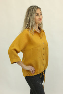 100% ЛЁН блузка рубашка по низу кулиска - Елецкие узоры фото 3