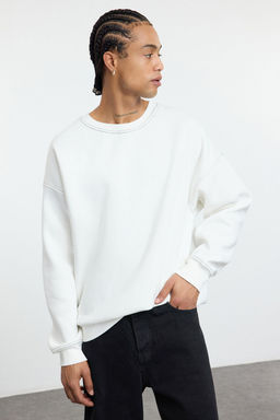 TRENDYOL MAN Antrasit Oversize/Genis Kesim Kontrast Dikis Detayl? Bisiklet Yaka Sweatshirt TMNAW24SW00011 - Trendyolmilla фото 2